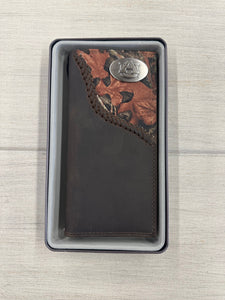 Zep-Pro Fence Rows Leather Roper Concho Wallet - Auburn