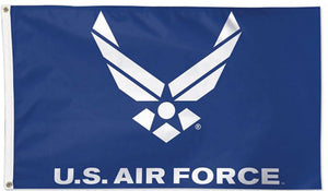 US Air Force wings on blue 3x5 poly Flag