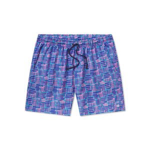 Southern Marsh Dockside Swim Trunk - Hawaiian Lines - Lilac & Mountain