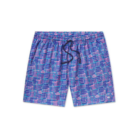 Southern Marsh Dockside Swim Trunk - Hawaiian Lines - Lilac & Mountain