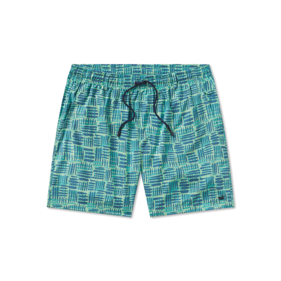 Southern Marsh Dockside Swim Trunk - Hawaiian Lines - Mint & Slate